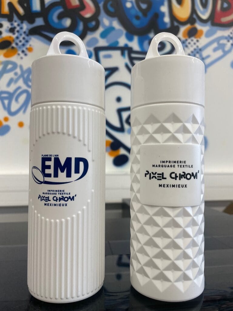 gourde pixel chrom meximieux marquage sur objet sport